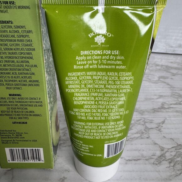 Bolero Beverly Fresh Avocado Clay Mask Jelly Eye Cream Set 2pc 2.97oz Skincare - Picture 5 of 6